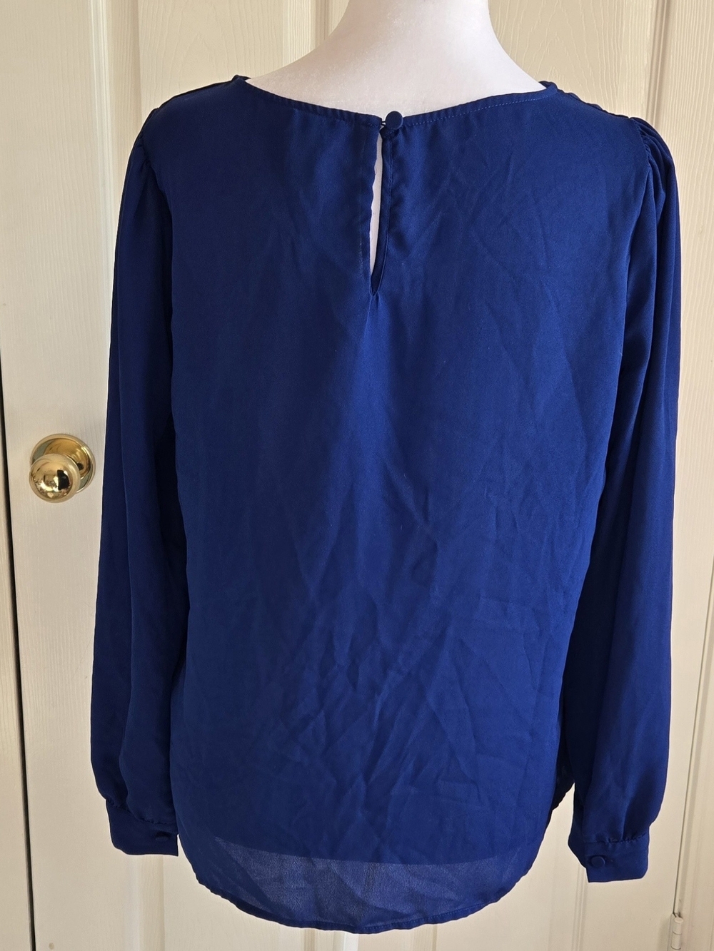J. Crew Royal Blue Long-Sleeve Boatneck Blouse - Picture 2 of 4